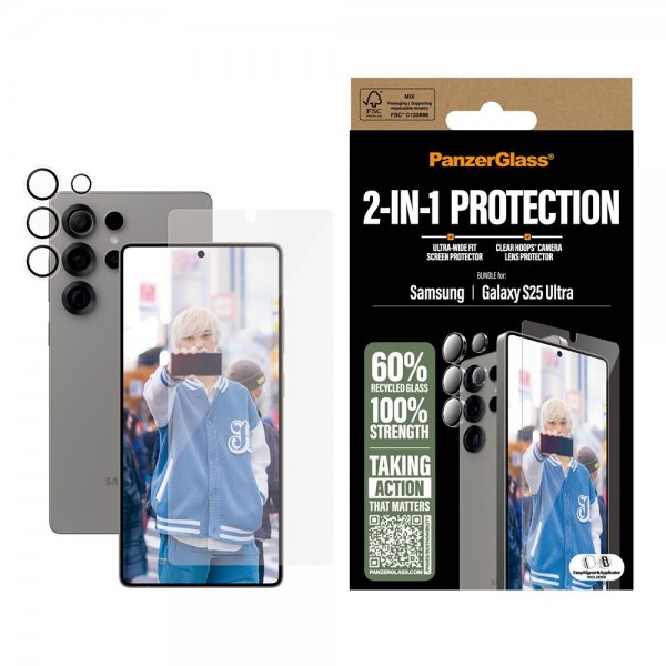 PanzerGlass Samsung Galaxy S25 Ultra Skjermbeskytter og Kamerabeskytter 2-in-1 Bundle