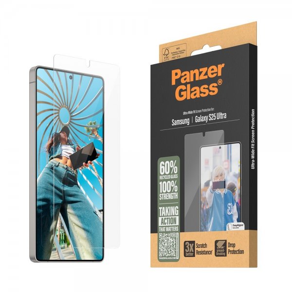 PanzerGlass Samsung Galaxy S25 Ultra Skjermbeskytter Ultra-Wide Fit EasyAligner