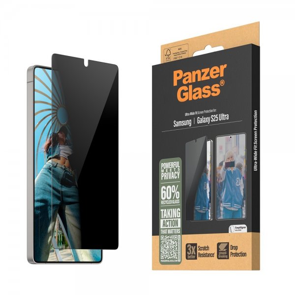 PanzerGlass Samsung Galaxy S25 Ultra Skjermbeskytter Ultra-Wide Fit Privacy EasyAligner