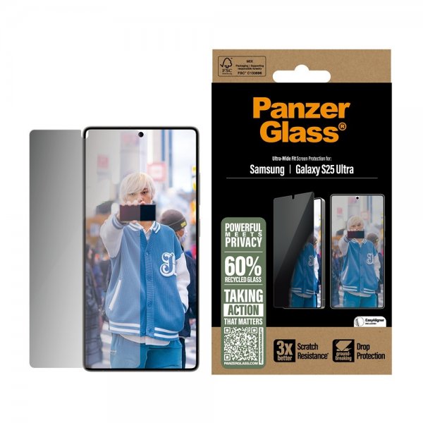PanzerGlass Samsung Galaxy S25 Ultra Skjermbeskytter Ultra-Wide Fit Privacy EasyAligner