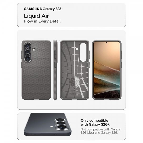 Spigen Samsung Galaxy S26 Plus Deksel Liquid Air Marble Gray