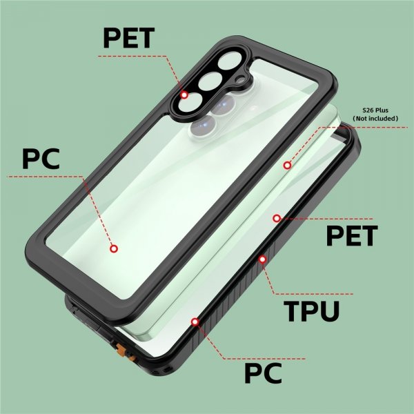 Redpepper Samsung Galaxy S26 Plus Deksel Vanntett IP68 Svart
