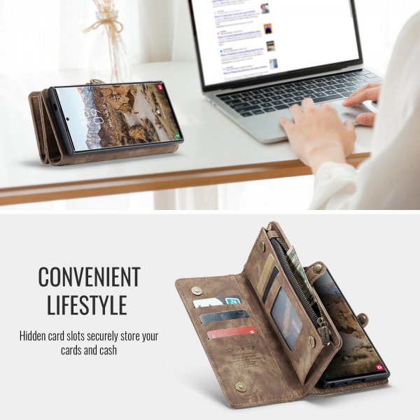 CaseMe Samsung Galaxy S26 Ultra Etui 008 Series Avtakbart Deksel Brun