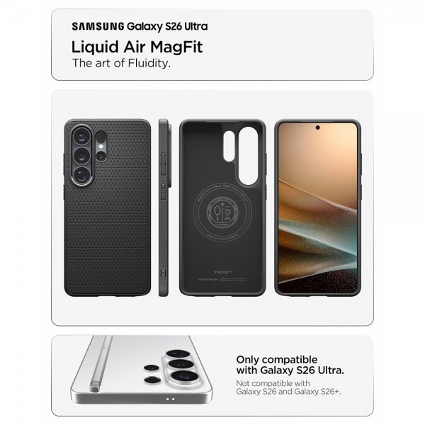 Spigen Samsung Galaxy S26 Ultra Deksel Liquid Air MagFit Matte Black