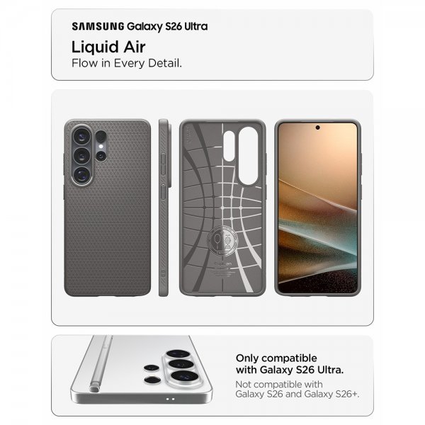 Spigen Samsung Galaxy S26 Ultra Deksel Liquid Air Marble Gray