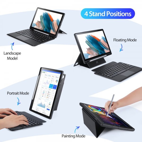 Dux Ducis Samsung Galaxy Tab A8 Etui Avtakbart tastatur Svart