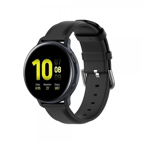 Samsung Galaxy Watch 20mm Armbånd Ekte Skinn Svart