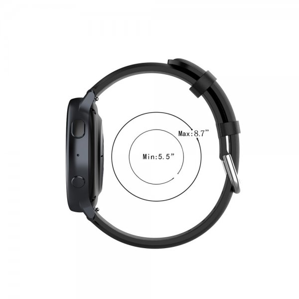 Samsung Galaxy Watch 20mm Armbånd Ekte Skinn Svart