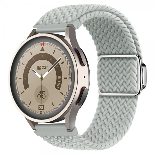 Samsung Galaxy Watch 20mm Armbånd Flettet Nylon Lysegrå