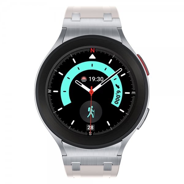 Samsung Galaxy Watch 20mm Armbånd Silikon Sølv Spenne Beige
