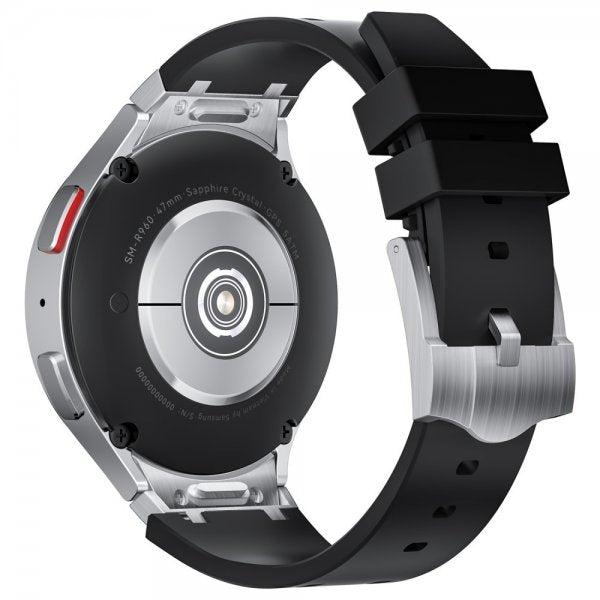 Samsung Galaxy Watch 20mm Armbånd Silikon Sølv Spenne Svart