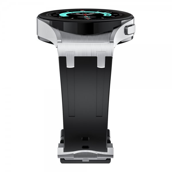 Samsung Galaxy Watch 20mm Armbånd Silikon Sølv Spenne Svart
