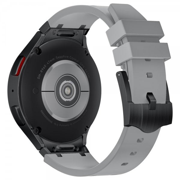 Samsung Galaxy Watch 20mm Armbånd Silikon Svart Spenne Grå