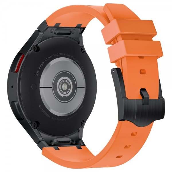 Samsung Galaxy Watch 20mm Armbånd Silikon Svart Spenne Oransje