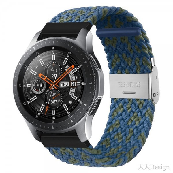 Samsung Galaxy Watch 20mm Armbånd Nylon Blå Grønn