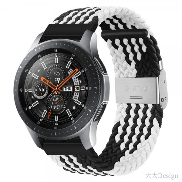 Samsung Galaxy Watch 20mm Armbånd Nylon Hvit Svart