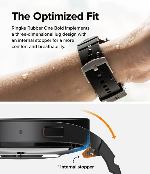 Ringke Samsung Galaxy Watch 20mm Armbånd Rubber One Bold Band Svart