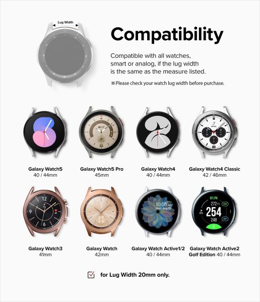 Ringke Samsung Galaxy Watch 20mm Armbånd Rubber One Bold Band Svart