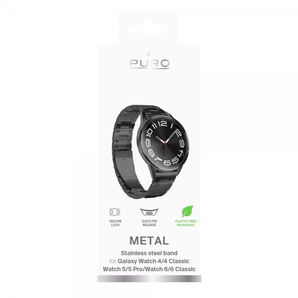 Puro Samsung Galaxy Watch 20mm Armbånd Stainless Steel Svart