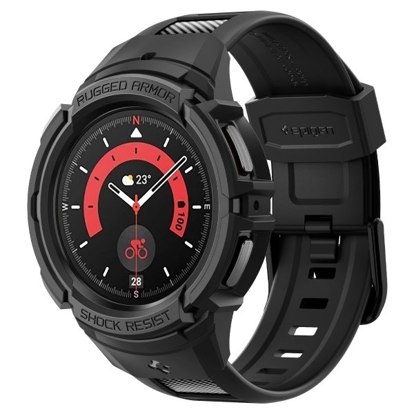 Spigen Samsung Galaxy Watch 5 Pro 45mm Deksel Armbånd Rugged Armor Pro Svart