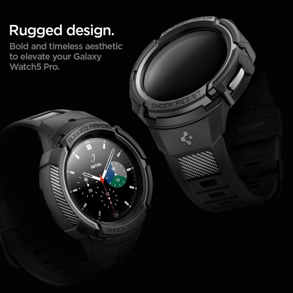 Spigen Samsung Galaxy Watch 5 Pro 45mm Deksel Armbånd Rugged Armor Pro Svart