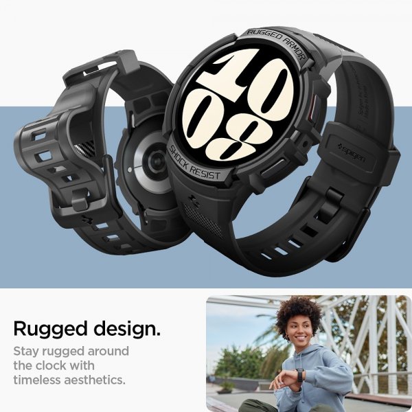 Spigen Samsung Galaxy Watch 6 40mm Deksel Armbånd Rugged Armor Pro Svart
