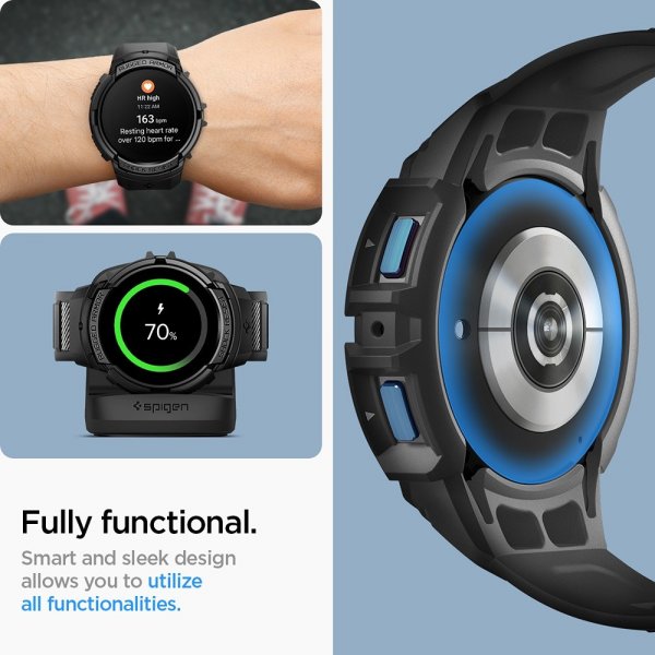 Spigen Samsung Galaxy Watch 6 44mm Deksel Armbånd Rugged Armor Pro Svart