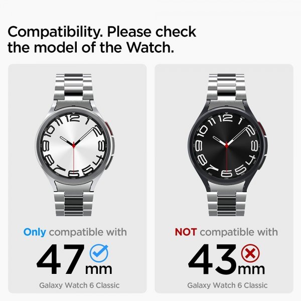 Spigen Samsung Galaxy Watch 6 Classic 47mm Armbånd Modern Fit 316L Sølv