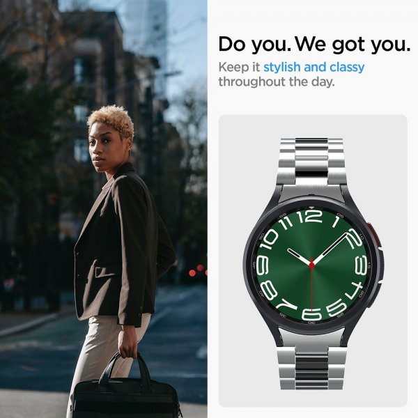 Spigen Samsung Galaxy Watch 6 Classic 47mm Armbånd Modern Fit 316L Sølv