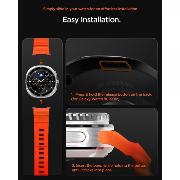 Spigen Samsung Galaxy Watch 8 40/44mm/Classic 46mm Armbånd WBS2 Oransje