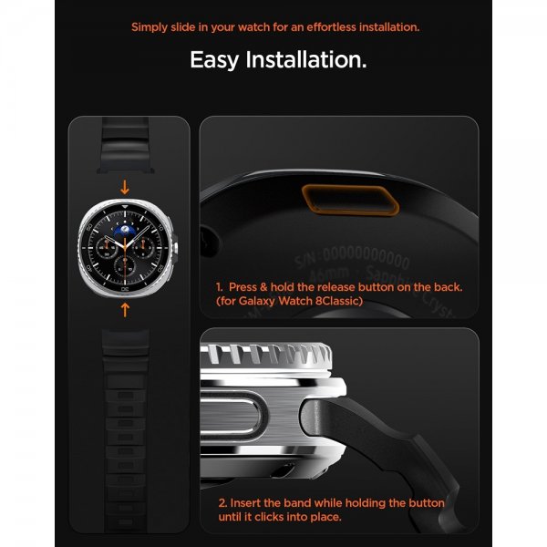 Spigen Samsung Galaxy Watch 8 40/44mm/Classic 46mm Armbånd WBS2 Svart