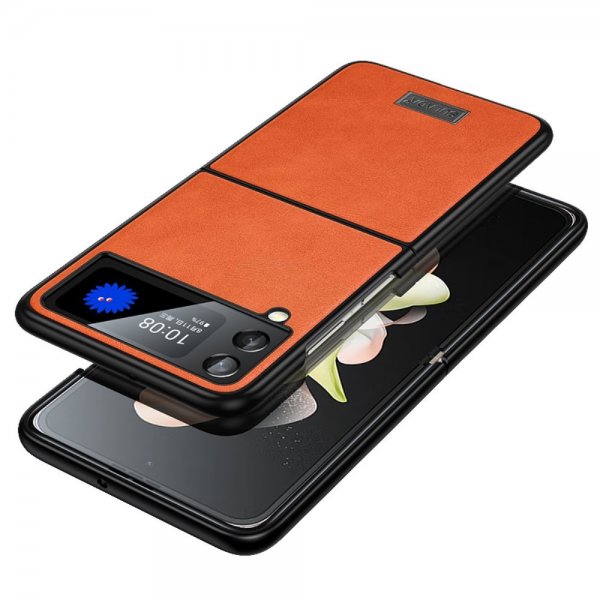 Sulada Samsung Galaxy Z Flip 4 Deksel Skinntekstur Oransje