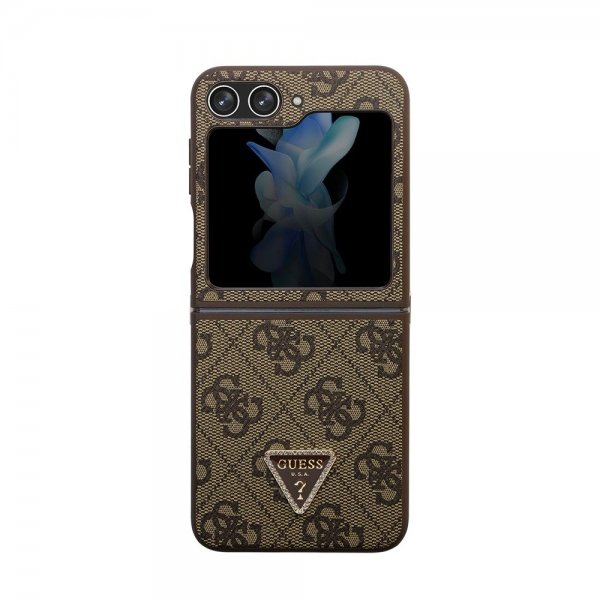 Guess Samsung Galaxy Z Flip 5 Deksel 4G Metal Triangle Strass Brun