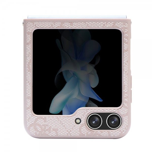 Guess Samsung Galaxy Z Flip 5 Deksel 4G Metal Triangle Strass Rosa