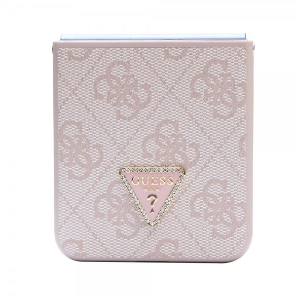 Guess Samsung Galaxy Z Flip 5 Deksel 4G Metal Triangle Strass Rosa