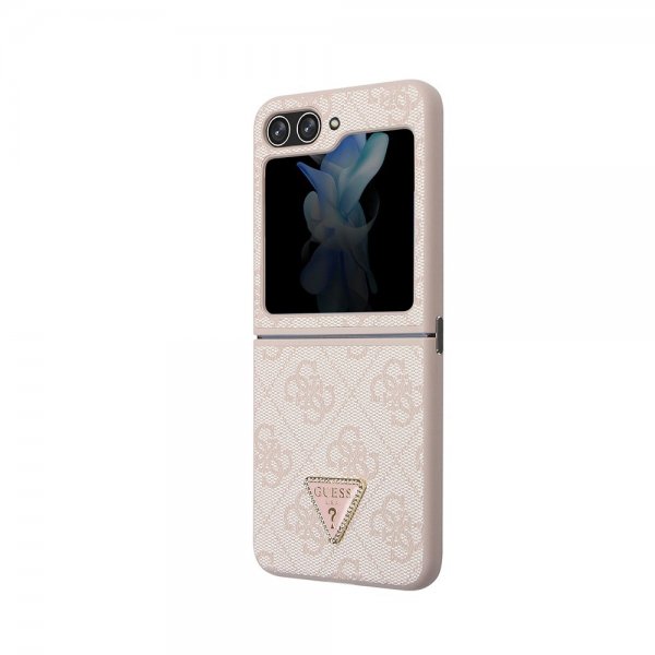 Guess Samsung Galaxy Z Flip 5 Deksel 4G Metal Triangle Strass Rosa