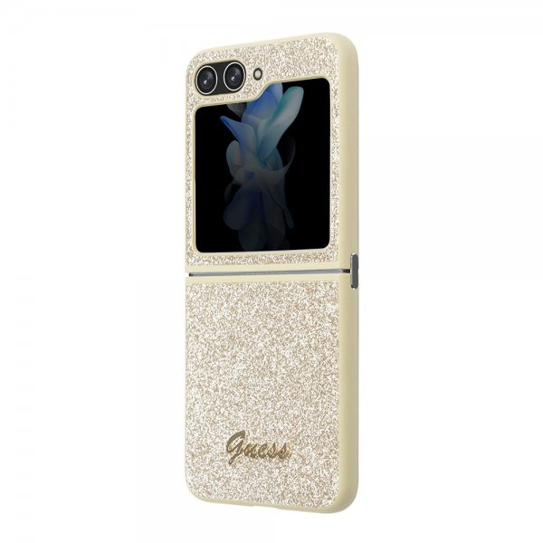 Guess Samsung Galaxy Z Flip 5 Deksel Glitter Flakes Metal Logo Gull