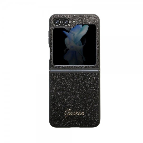 Guess Samsung Galaxy Z Flip 5 Deksel Glitter Flakes Metal Logo Svart