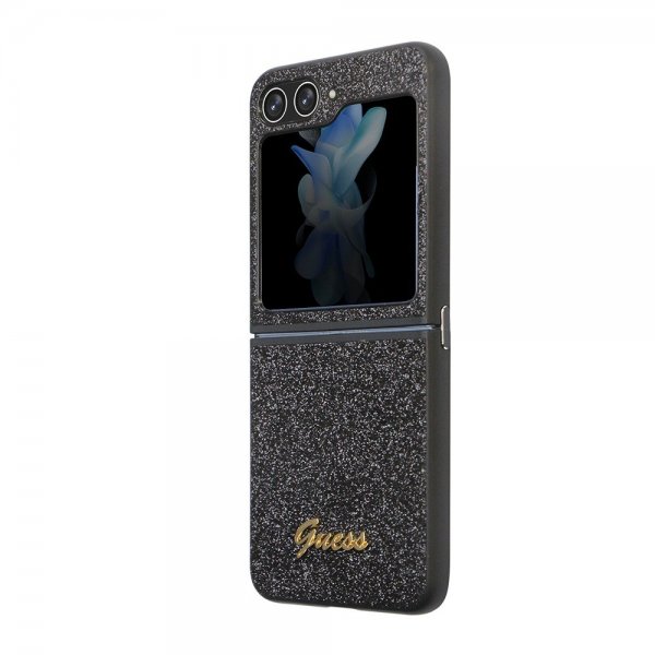 Guess Samsung Galaxy Z Flip 5 Deksel Glitter Flakes Metal Logo Svart