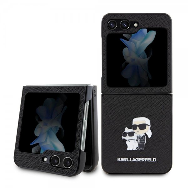 Karl Lagerfeld Samsung Galaxy Z Flip 5 Deksel NFT Karl & Choupette Pin Saffiano Svart