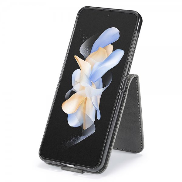 Lc.Imeeke Samsung Galaxy Z Flip 6/Flip 7 FE Etui med Kortlomme stativfunksjon Grå