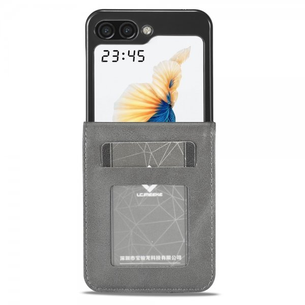 Lc.Imeeke Samsung Galaxy Z Flip 6/Flip 7 FE Etui med Kortlomme stativfunksjon Grå
