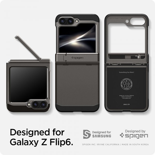 Spigen Samsung Galaxy Z Flip 6/Galaxy Z Flip 7 FE Deksel Tough Armor Pro Gunmetal