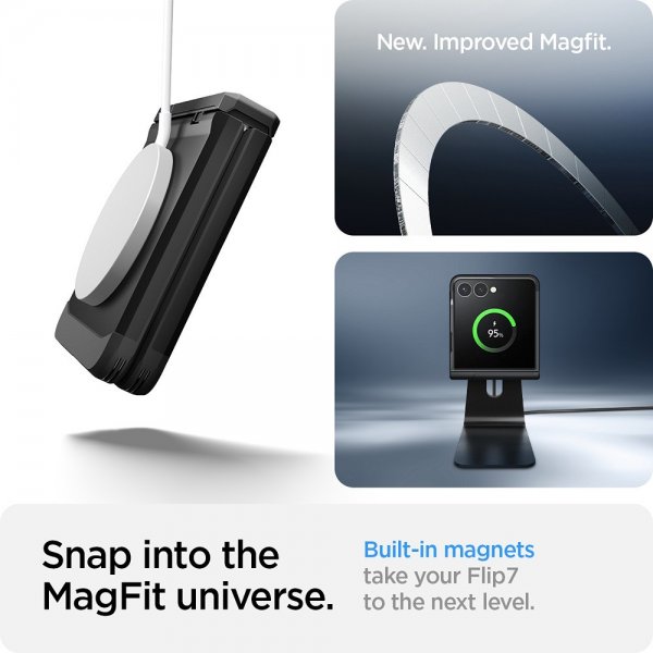 Spigen Samsung Galaxy Z Flip 7 Deksel Tough Armor Pro MagFit Svart