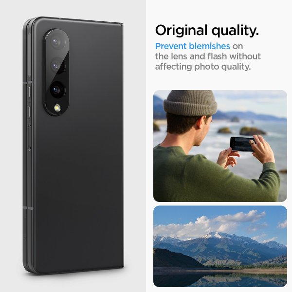 Spigen Samsung Galaxy Z Fold 4 Kamerabeskytter Glas.tR Optik 2-pakning Svart