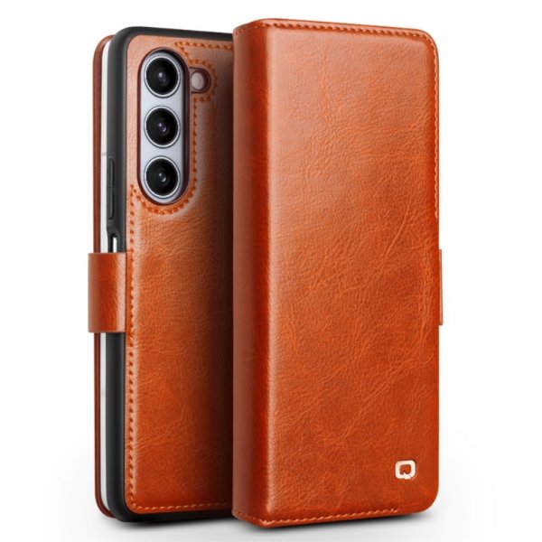 Qialino Samsung Galaxy Z Fold 5 Etui Ekte Skinn Brun