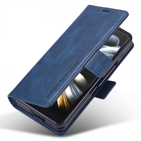 Lc.Imeeke Samsung Galaxy Z Fold 5 Etui med Kortlomme flipp Blå