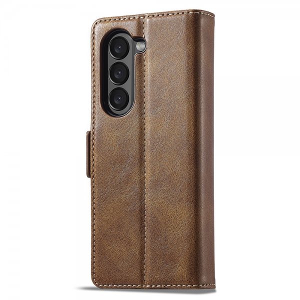Lc.Imeeke Samsung Galaxy Z Fold 5 Etui med Kortlomme flipp Brun