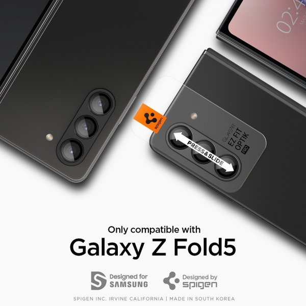 Spigen Samsung Galaxy Z Fold 5 Kamerabeskytter GLAS.tR EZ Fit Optik Pro 2-pakning Svart