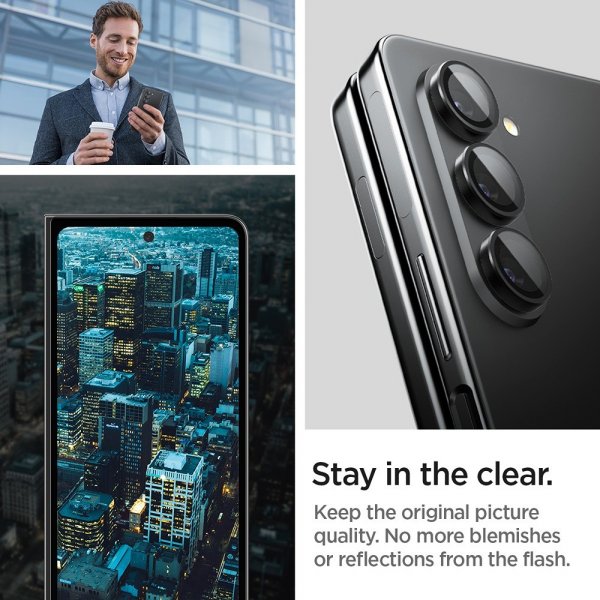 Spigen Samsung Galaxy Z Fold 5 Kamerabeskytter GLAS.tR EZ Fit Optik Pro 2-pakning Svart
